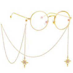 Gold Glasses, Oc Inspo, I'm Broke, Cool Glasses, Cute Glasses, Fashion Eye Glasses, Accessories Gold, Eyeglass Chain, Chain Fashion