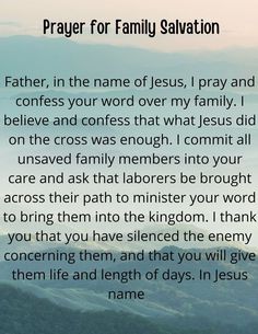 a poem with the words prayer for family salvation