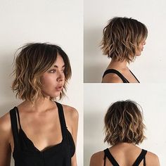 Wavy Layered Hair, Layered Bob Haircuts, Shoulder Length Bob, Bob Hairstyles With Bangs, Wavy Bob Hairstyles, Modern Haircuts, Christie Brinkley, Messy Short Hair, Haircuts For Wavy Hair