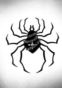 a black and white drawing of a spider