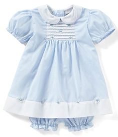 Blue Baby Girl Dresses | Dillard's Fitted Short Sleeve Dresses For Playwear, Fitted Cotton Dress For Playwear, Fitted Long Sleeve Dress For Playwear, Spring Playtime Dress With Lining, Cute Cotton Lined Dress, Lined Dresses For Playtime In Spring, Spring Playtime Lined Dresses, Fitted Lined Dresses For Playtime, Pintuck Dress