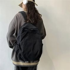 Main Material: CANVAS Lining Material: POLYESTER Green Canvas Backpack, Canvas Backpack Men, Korean Student, Orange Backpacks, Purple Backpack, Y2k Clothes, Y2k Clothing, Women Travel, Blazer Shirt