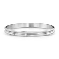 Double Domed Bangle - eklexic Sterling Silver Bracelet With Shiny Finish, White Gold Bangle With Shiny Finish, White Gold Round Cuff Bracelet For Anniversary, Anniversary White Gold Bangle With Shiny Finish, Wedding Bangle With Polished Finish, Formal Stainless Steel Bangle With Polished Finish, Round Wedding Bangle With Polished Finish, White Gold Polished Round Bangle, Adjustable White Gold Bangle