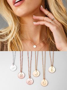 Initial Necklace Gold Rose Gold Initial Necklace Sterling | Etsy Initial Necklace Gold Letters, Gold Engraved Necklace, Rose Gold Initial Necklace, J Necklace, Rose Gold Initial, Dainty Choker Necklace, Gold Initial Necklace, Custom Initial Necklace, Gold Chain Choker