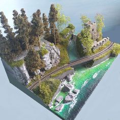 Castle Diorama, Train Diorama, Lake Castle, Model Landscape, Model Diorama, Landscape Model, Water Based Acrylic Paint, City Model