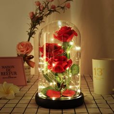 PRICES MAY VARY. Glass Beauty and the Beast Rose: The unique colorful light design of the rose. The compact LED light is embedded in the petals, the bottom switch is turned on, and the colorful lights illuminate the entire glass cover. The rose can be used to decorate the room or create a romantic atmosphere during the day and night or provide a night light for your child in the bedroom. Gifts for her: Best Mothers Day Gifts Birthday Gift, The Eternal Rose Flower is perfect and impeccable. It is Christmas Presents For Women, Roses Valentine, Beauty And The Beast Rose, Funny Mothers Day Gifts, Valentines Roses, Congratulations Gift, Christmas Gifts For Girlfriend, Christmas Rose, Get Well Gifts