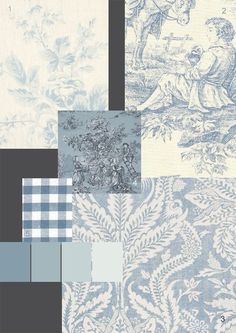 blue and white wallpaper with different designs