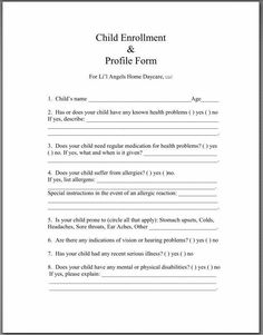 the child's employment form is shown in this document, which includes instructions for parents and