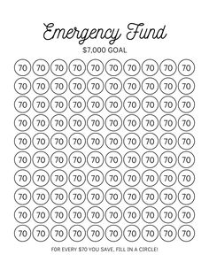 the printable emergency finder is shown in black and white, with numbers on it