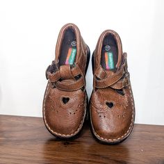 Brown Closed Toe Mary Janes With Leather Footbed, Vintage Brown Mary Janes With Buckle Closure, Wacky Shoes, Moms Spaghetti, Nostalgia Clothing, Clown Shoes, Duo Halloween Costumes, Heart Cut Out, Shoes Teen