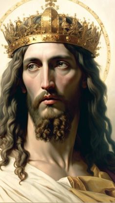 a painting of jesus with a crown on his head