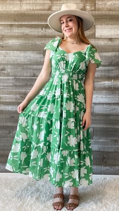 wishlist green and white floral maxi dress flutter sleeves WL23-8121 Green Flutter Sleeve Summer Dress, Green Flutter Sleeve Dress For Vacation, Green Floral Ruffled Dress For Beach, Green Floral Ruffled Dress For The Beach, Green Floral Dress With Ruffles For Beach, Summer Sundress With Flutter Sleeves, Summer Flutter Sleeve Maxi Dress For Garden Party, Green Maxi Dress With Floral Print For Garden Party, Summer Maxi Dress With Flutter Sleeves For Garden Party