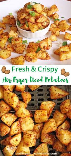 Air Fryer Diced Potatoes Air Fryer Crispy Potatoes Cubes, Best Diced Potato Recipe, Diced Frozen Potato Recipes, Air Fryer Potatoes And Onions, Air Fryer Potatoes Cubes, Diced Potatoes In Air Fryer, Crispy Diced Potatoes, Air Fryer Diced Potatoes, Simply Potatoes Recipes