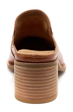 A cushioned microsuede footbed and V-shaped gore panels provide all-day comfort in this stylish mule crafted with a smooth leather upper and pointy toe. 2" heel Leather upper/synthetic lining/recycled rubber Imported Brown Suede Clogs With Cushioned Footbed, Brown Mules With Suede Lining And Slip-on Fit, Classic Brown Slip-on Mules, Synthetic Mules With Leather Footbed And Almond Toe, Brown Slip-on Synthetic Mules, Synthetic Mules With Almond Toe And Leather Footbed, Brown Classic Slip-on Mules, Casual Almond Toe Mules With Leather Footbed, Brown Slip-on Clogs With Leather Footbed