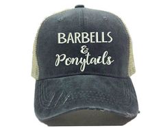 Women's Custom "Barbells & Ponytails" Fitness Trucker Hat - Distressed Trucker Hat - Workout Trucker Hat - Men's Trucker Hat - Exercise Trucker Hat Trucker Hat Women, Reward Board, Workout Ball, French Beret Hat, Wool Cloche Hat, Mens Trucker Hat, Funny Workout