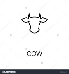 the cow's head is drawn in black ink on a white background, with the word