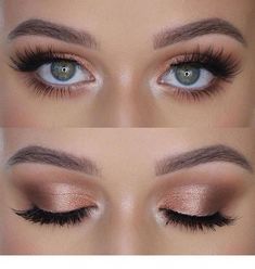 Rose Gold Eye Makeup, Silver Eye Makeup, Natural Summer Makeup, Make Up Gold, Gold Eye Makeup, Rose Gold Makeup, Wedding Makeup Looks