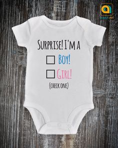 Surprise I Am a Boy/girl Onesie Baby Boy/girl Gender Reveal - Etsy Cheap Blue Onesie For Gender Reveal, Cheap Funny Onesie For Gender Reveal, Cute Cheap Onesie For Gender Reveal, Cheap Funny Bodysuit For Gender Reveal, Cheap Casual Onesie For Gender Reveal, Cheap Cute Onesie For Gender Reveal, Gender Reveal Onesies, Gender Reveal Surprise, Funny Gender Reveal