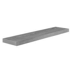 a wooden shelf sitting on top of a white wall