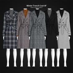 the winter trench coat af is available in multiple colors and sizes, including black, white, gray, blue