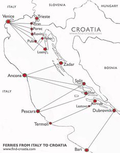 a map showing the locations of major wineries in croatia, italy and northern italy