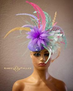 Aimee Fuller Kentucky Derby Fascinator   This sweet, pastel showpiece is a headband fascinator with a flourish of dazzling feathers. This burst of loveliness is elegant and beautiful from all angles and is a lightweight, dramatic piece. MADE TO ORDER--available in various colors; please inquire. Appropriate for a myriad of events: Easter, Bridal, Derby-Wear, Del Mar Races, Hat Contests, Church, Gala, Kentucky Derby, Melbourne Cup, High Tea, Weddings, Cocktail Parties, Weddings, and More.  Some customization available; please message with your requests to see if we can meet your needs. *FREE SHIPPING  For more STATEMENT JEWELRY and HANDMADE HATS go to www.aimeesfuller.com Aimee Fuller has been a trusted online seller since 1999, and is excited to bring her creations back to Etsy. Spring Wedding Multicolor Fascinator, Elegant Multicolor Headpiece For Spring, Elegant Multicolor Summer Fascinator, Multicolor Costume Hats And Headpieces For Spring Wedding, Whimsical Multicolor Headpieces For Spring, Multicolor Mini Hats For Spring Wedding, Spring Multicolor Hat Fascinator, Spring Multicolor Fascinator, Multicolor Feather Fascinator For Kentucky Derby