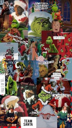 a collage of the grin's christmas characters