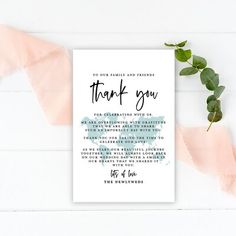 a thank card with the words, thank you