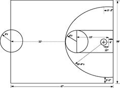 a basketball court with an area for the ball to be hit by another player, as shown