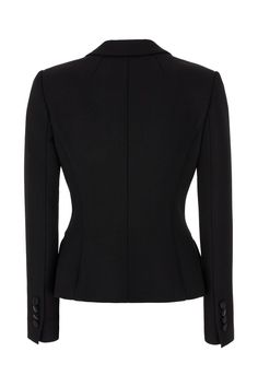 black virgin wool blend dart detailing notched lapels front button fastening long sleeves buttoned cuffs two front flap pockets straight hemGender: WOMENMaterial: SYNTHETIC->ELASTANE3.0 % WOOL OR FINE ANIMAL HAIR->VIRGIN WOOL60.0 % SYNTHETIC->POLYAMIDE37.0 %Color: BLACKMade in: ITProduct ID: F27AWTFUBF1N0000*Import tax/duty will be calculated at checkout (If applicable) Fitted Blazer With Concealed Front Fastening For Office, Structured Long Sleeve Blazer With Hidden Button Closure, Black Blazer For Work With Three Cuff Buttons, Fitted Black Outerwear With Concealed Front Fastening, Sleek Fitted Blazer With Buttons, Fitted Structured Suit With Button Closure, Tailoring Long Sleeve Blazer With Concealed Fastening, Tailored Long Sleeve Blazer With Concealed Front Fastening, Fitted Outerwear With Concealed Front Fastening For Work