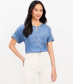 759901 40 Dress, Henley Top, Casual Work Outfits, Summer Skirts, Women Shirts Blouse, Professional Outfits, No Matter What, Work Casual, Perfect Outfit