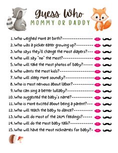 a printable guess who mommy or daddy game for kids to play with their baby