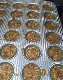 muffin tins filled with various types of food