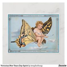 Victorian New Years Day Spirit Holiday Postcard Fairy Images, Elves And Fairies, Image Paper, Fairy Pictures, Vintage Fairies, Art Antique, Victorian Christmas