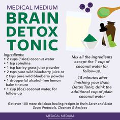 Medical Medium: Brain Detox Tonic 310 Recipes, Medical Medium Recipes, Mm Recipes, Lemon Balm Tincture, Get Rid Of Stubborn Belly, Clean Eating Inspiration, Weston Price, Medium Recipe, Blueberry Powder