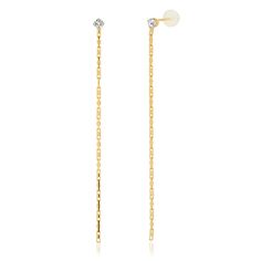 Cz Post With Long Linear Chain Everyday 14k Gold-filled Dangle Linear Earrings, Luxury Long Drop Linear Earrings - Fine Jewelry, Luxury Gold-plated Dangle Linear Earrings, Luxury Gold-tone Dangle Linear Earrings, Gold-plated Long Drop Linear Earrings With Adjustable Chain, Tai Jewelry, Starburst Earrings, Stick Earrings, Earring Collection