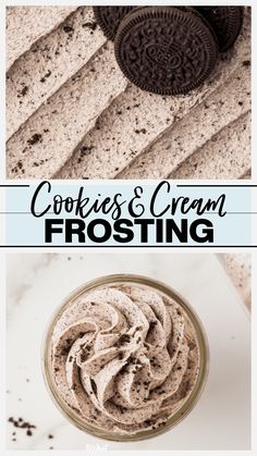 cookies and cream frosting in a glass bowl