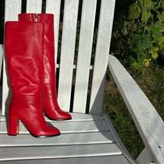 Balidoner Elegant Bright High Boots With Insole And Inner Natural Sheepskin Fur. Zipper On The Side. High Heel. Soft Skin.Very Good Condition. Worn Once. Size 37” Red Boots, Women Boots, Soft Skin, Lace Up Boots, Bright Red, High Boots, High Heel, Shoe Laces, Womens Boots