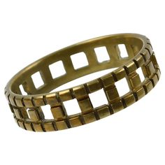 This stunning Mid-Century French artisan studio modernist bronze bracelet features a chunky bangle shape with a geometric see-thru design. There is no visible maker's mark. Measurements: Inside across is 2.50 in diameter (6.4 cm) - Width is 0.69 in (1.8 cm). The inner circumference of the bracelet is 7.91 in (20.10 cm). Feel free to double-check the measurements and ask any questions you have before making your purchase. This item is a final sale. We will not accept returns for an unfit size. Hand Forged Jewelry, Bronze Bangle, Antique Bangles, Bronze Bracelet, Bronze Bracelets, Antique Bracelets, Silver Jewelry Handmade, Sea Glass Jewelry, Open Ring