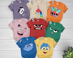 Inside Out Characters Costume, Inside Out Shirt, Inside Out Group Matching, Inside Out Family Party, Halloween Matching Costume Group Family  👏CONGRATULATIONS You have found an online shop with reasonable prices, amazing quality, and fast shipping  We offer shirts for VACATIONS, HOLIDAYS, EVENTS, FAMILY REUNIONS, BIRTHDAYS, MOTHER'S DAY, FATHER'S DAY, GRADUATIONS, FUNNY T-SHIRTS as well as CUSTOM T-SHIRTS.  💖Description💖  --About this T-shirt--  👉Our Adult Unisex T-Shirt brand is BELLA CANVA Themed Crew Neck Top For Costume Party, Themed Multicolor Tops With Cartoon Print, Themed Multicolor Cartoon Print Tops, Funny Multicolor Tops With Character Print, Fun Halloween Shirt With Cartoon Print, Fun Halloween Top With Character Print, Fun Halloween Character Print Top, Novelty Multicolor Tops With Character Print, Novelty Multicolor Tops With Funny Print