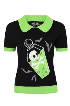 Spooky But Cute, Poison Bottle, Attitude Clothing, Collared Sweater, Fitted Jumper, Bunny Outfit, Spooky Designs, Knitted Top, Collar Sweater