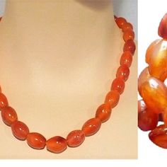 Orange Oval Carnelian Necklaces, Carnelian Oval Beads Necklace For Jewelry Making, Vintage Carnelian Oval Bead Necklace, White Gemstone Necklace, Orange Statement Necklace, South Holland, Abalone Earrings, Necklace Orange, Carnelian Jewelry