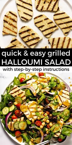 grilled hallouumi salad with step by step instructions