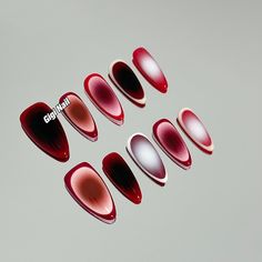 Red Aura Nails, Gigi Nails, Picasso Nails, Acrylic Nails Almond Shape, Thermal Nails, Aura Nails, Punk Nails, Photography People, Moments In Time