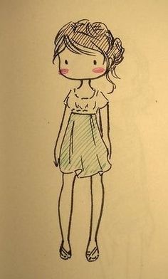 a drawing of a girl in a dress