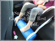 a baby in a car seat with the words super simple can beat foot rest pattern off