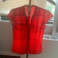 Removed Tags But Never Worn!!! H&m Red Tops For Summer, Red Short Sleeve Tops For Office, Red Formal Tops For Summer, Red Formal Summer Tops, H&m Red Spring Tops, Red H&m Tops For Spring, H&m Red Tops For Spring, Red Short Sleeve Office Blouse, Red Summer Office Tops