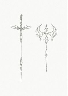 three different types of crosses on a white background, one is drawn in pencil and the other has an intricate design