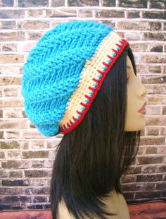 Blue Slouch Crochet Ladies Hat Teenagers hat Winter by HookMadness, $22.00 Winter Hat, The Edge, Hats For Women, Winter Hats, Crochet Hats, Yarn, Trim