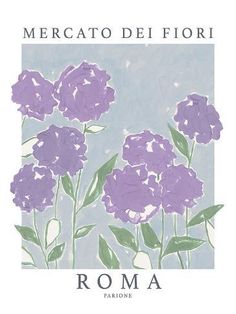 the front cover of a book with purple flowers